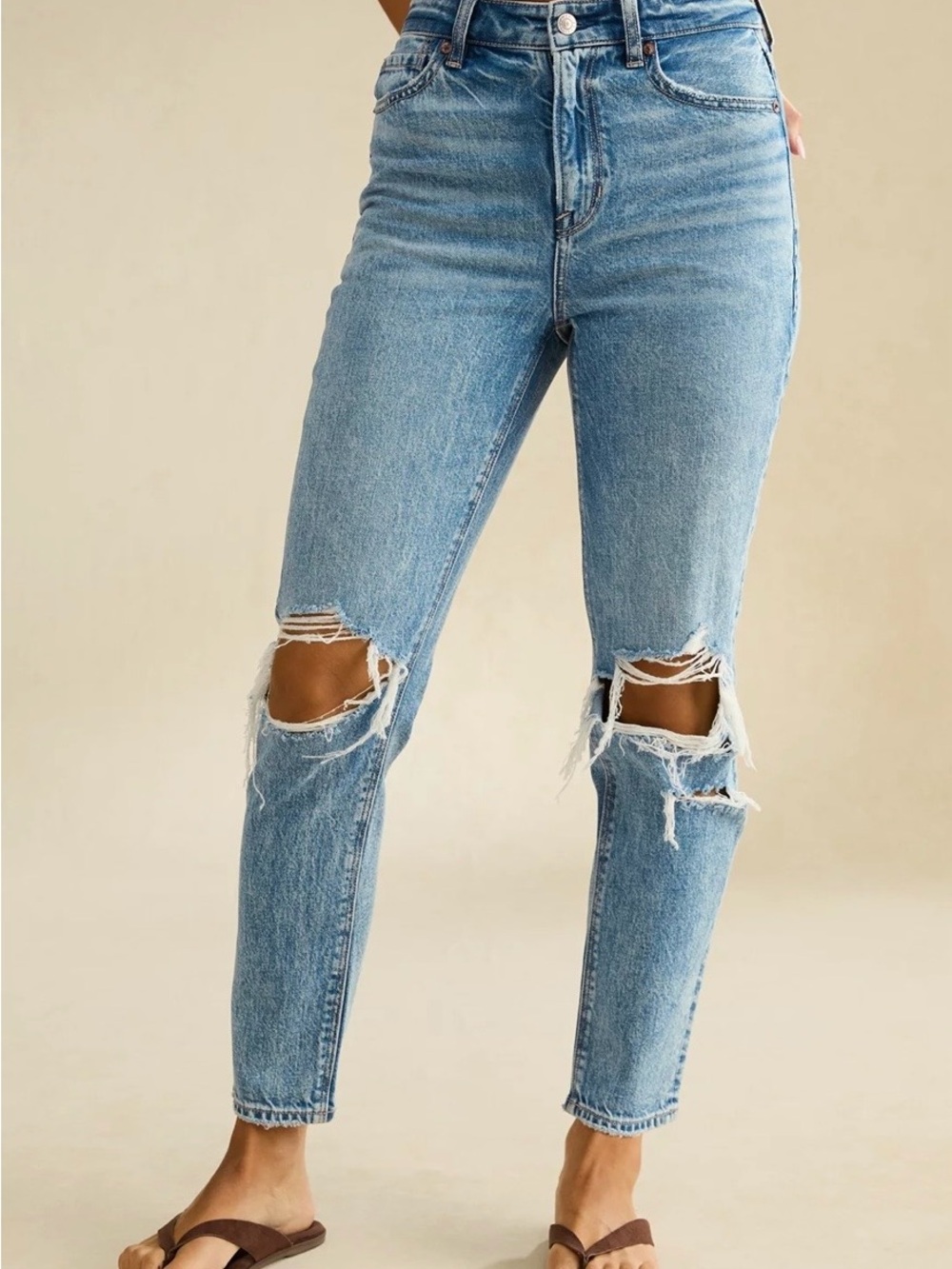 High-Rise Distressed Women's Mom Jeans size 14
